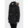 Fitted down jacket with faux fur