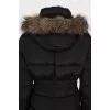 Fitted down jacket with faux fur