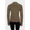 Knitted ribbed polo sweater