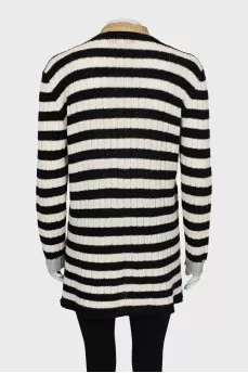 Смугастий кардиган із квітковим принтом