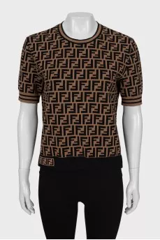 T-shirt with branded print and slits