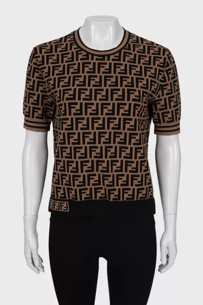 T-shirt with branded print and slits