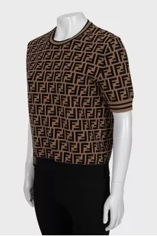 T-shirt with branded print and slits