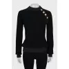 Fitted sweater with gold buttons