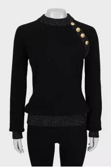 Fitted sweater with gold buttons