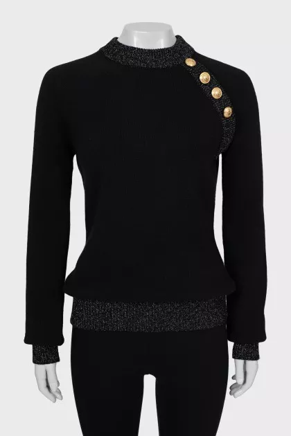Fitted sweater with gold buttons
