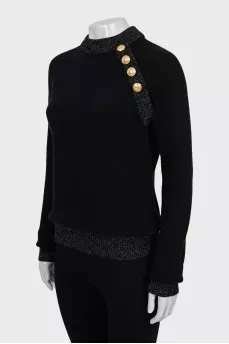 Fitted sweater with gold buttons