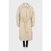 Beige maxi down jacket with belt
