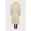 Beige maxi down jacket with belt