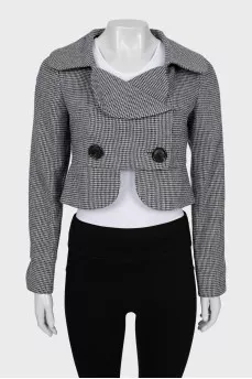 Cropped jacket in houndstooth print