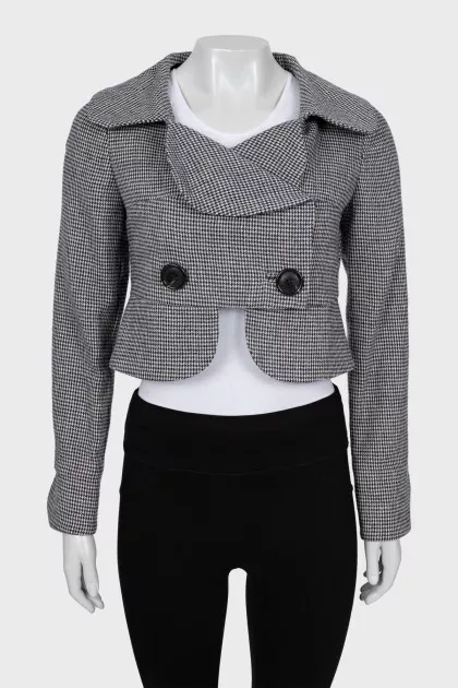 Cropped jacket in houndstooth print