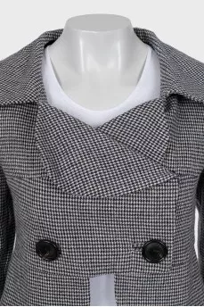 Cropped jacket in houndstooth print