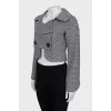 Cropped jacket in houndstooth print