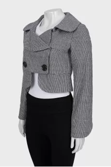 Cropped jacket in houndstooth print