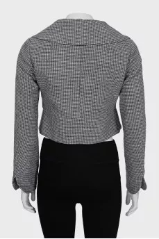 Cropped jacket in houndstooth print