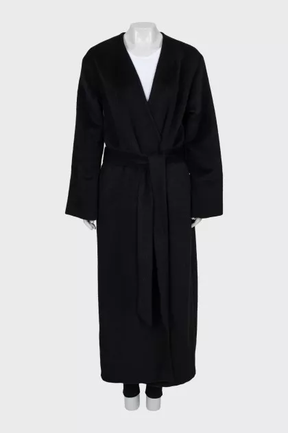 Short pile coat with belt