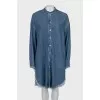 Denim dress with fringe