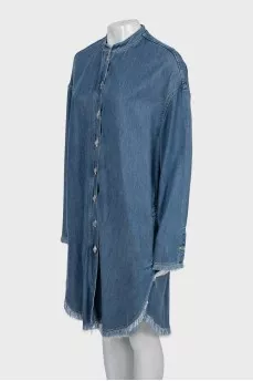 Denim dress with fringe