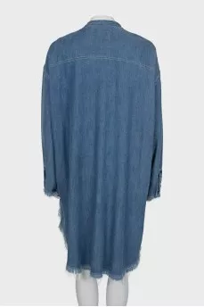Denim dress with fringe
