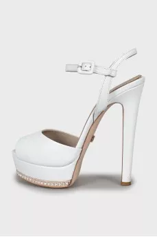 Leather platform sandals with heels