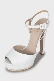 Leather platform sandals with heels