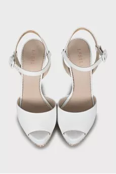Leather platform sandals with heels