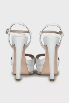 Leather platform sandals with heels