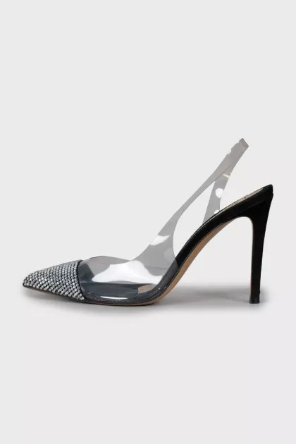 Slingbacks with rhinestones on high heels