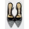 Slingbacks with rhinestones on high heels