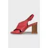 Red sandals with wooden heels