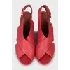 Red sandals with wooden heels