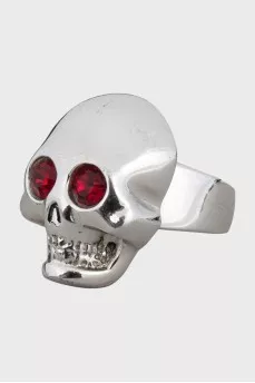 Silver ring with rhinestones
