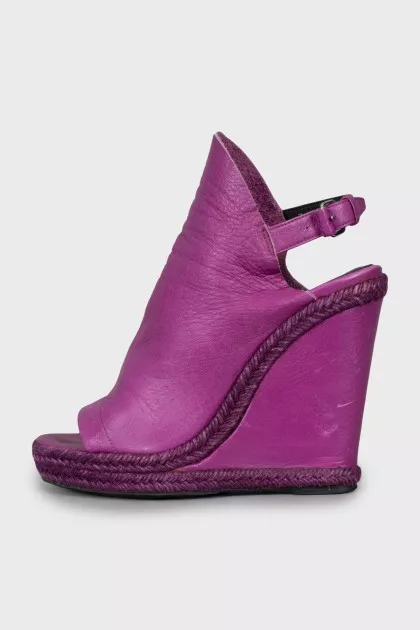 Purple leather sandals