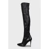 Leather high heel boots