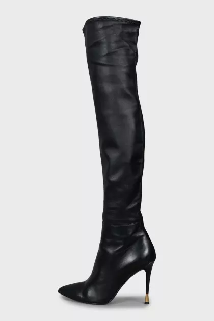 Leather high heel boots