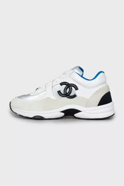 Combination sneakers with embossed logo