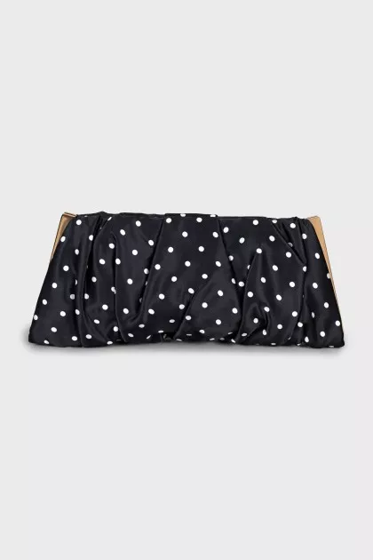Polka dot print textile clutch