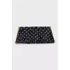 Polka dot print textile clutch