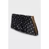 Polka dot print textile clutch