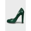 Green leather shoes