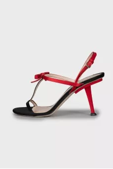 Two-tone bow sandals