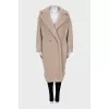 Beige alpaca and wool fur coat