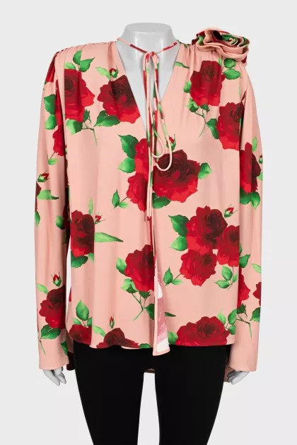 Floral Print Blouse with Slits