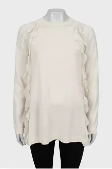 Wool jumper with frills