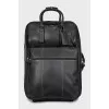 Leather suitcase with contrasting seams