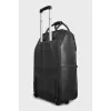 Leather suitcase with contrasting seams