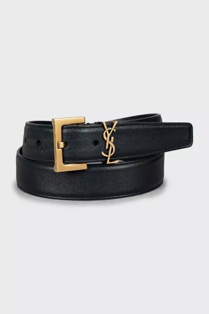 Leather belt with gold fittings