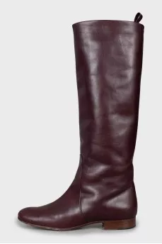 Burgundy leather boots