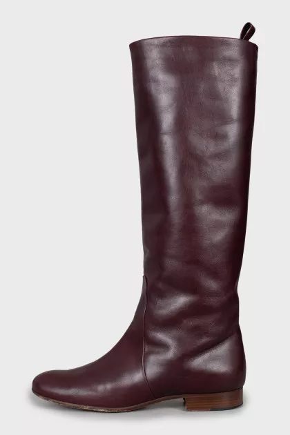 Burgundy leather boots