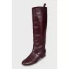 Burgundy leather boots